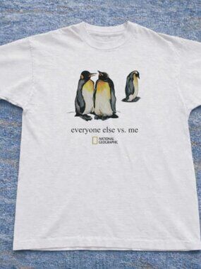 Funny Penguin Graphic Tee -Everyone Else vs Me Sarcastic White T-shirt